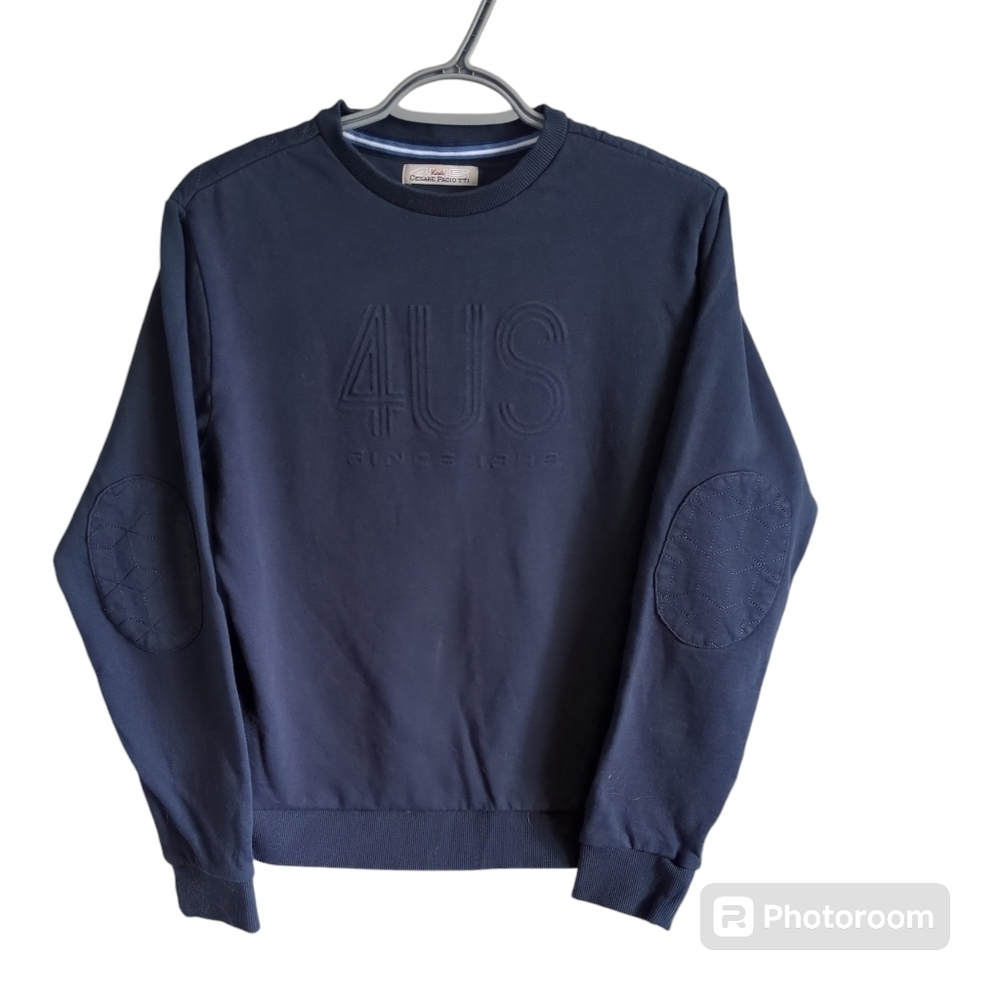 Cesare Paciotti 4US Kids Crew Neck Sweatshirt Quilted Navy Size 16
